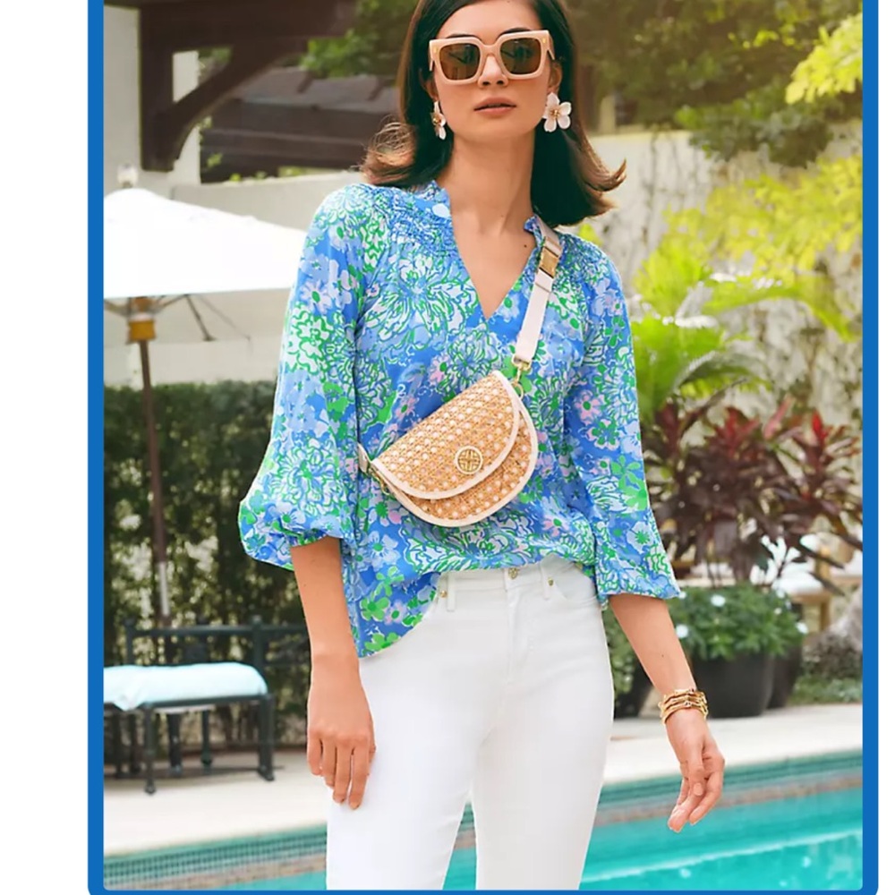 Lilly Pulitzer Blue and Green Floral Blouse